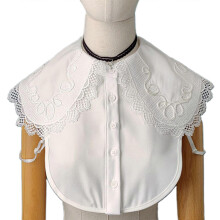 Lady Women Detachable Lapel Shirt Fake Collar Lace Embroidery for Doll False Col