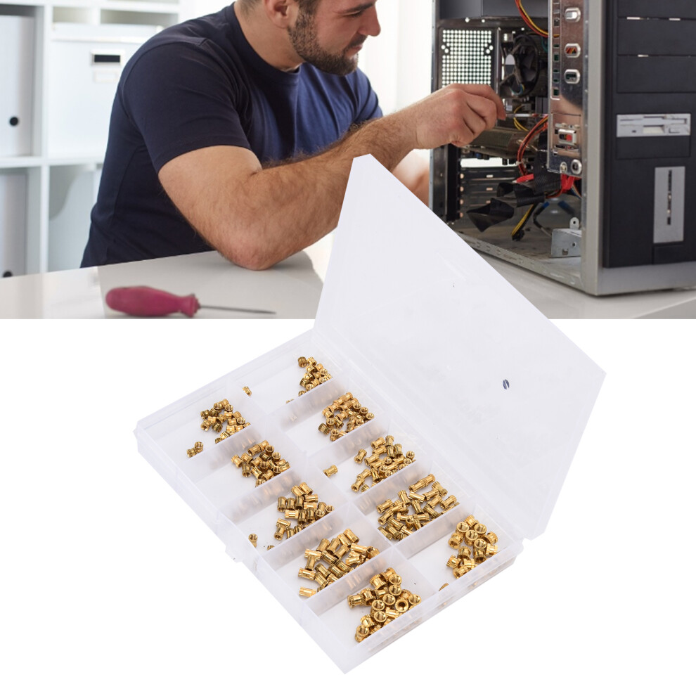 Brass Knurled Nut Set 280Pcs Threaded Inserts M2 M2.5 M3 For Assembly & Repairs 6931377111843