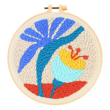 Punch Needle Kit for Beginners, All-inclusive Punch Needle Kit with Adjustable Embroidery Hoop and Pre-printed Patterns, Embroidery Set with Premium