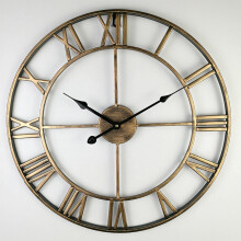 Large Wall Clock Vintage Roman Numerals Indoor Silent BatteryOperated 60cm Gold, 40cm Gold For Kitchen, Living Room