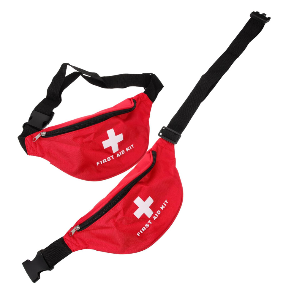 Medicine Waist Bag TwoPack Portable Pouch for Travel Camping Hiking, Large Capacity, EasyAccess Smooth Zipper, Home Kit
