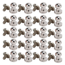 20 Sets Brass Rivets for Belts and Handbags, Silver 7x6mm