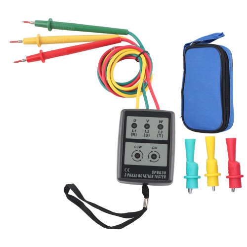 Voltage Detector With Phase Sequence Checker LED Indicator Buzzer Alarm AC Three Phase Detector Phase Rotation Indicator Compact Design Lightweight