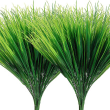 Artificial Grass Plants 6 Pcs UV Resistant Plastic Wheat Grass Stems For Outdoor Patio Garden Porch Home Vase Pot