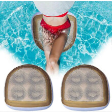 (Gold) Inflatable Hot Tub Seat with Suction Cups - 2pc Ergonomic PVC Booster Cushion for Back Support & Comfort