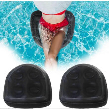 (Black) Inflatable Hot Tub Seat with Suction Cups - 2pc Ergonomic PVC Booster Cushion for Back Support & Comfort