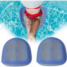 (Blue) Inflatable Hot Tub Seat with Suction Cups - 2pc Ergonomic PVC Booster Cushion for Back Support & Comfort