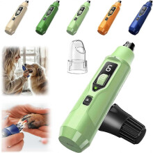(Light Green) 7-Speed Pet Nail Grinder with Light Heavy Duty, Whisper Quiet Nail Trimmer for Dogs, Cats & Small Animals Single-Handed Operation