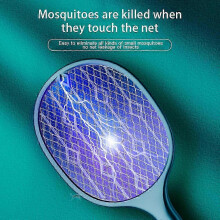 (Green) 3500V USB Rechargeable Electric Mosquito Zapper - 2-in-1 Fly Swatter & Bug Killer Lamp with LED Light, 1200mAh Battery