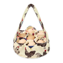 (Beige chicken) Portable Eggs Collecting Bag Carry Holder Bag with Comfortable Handle and Cushion Pad for Freshing Eggs in Farmhouse or Home