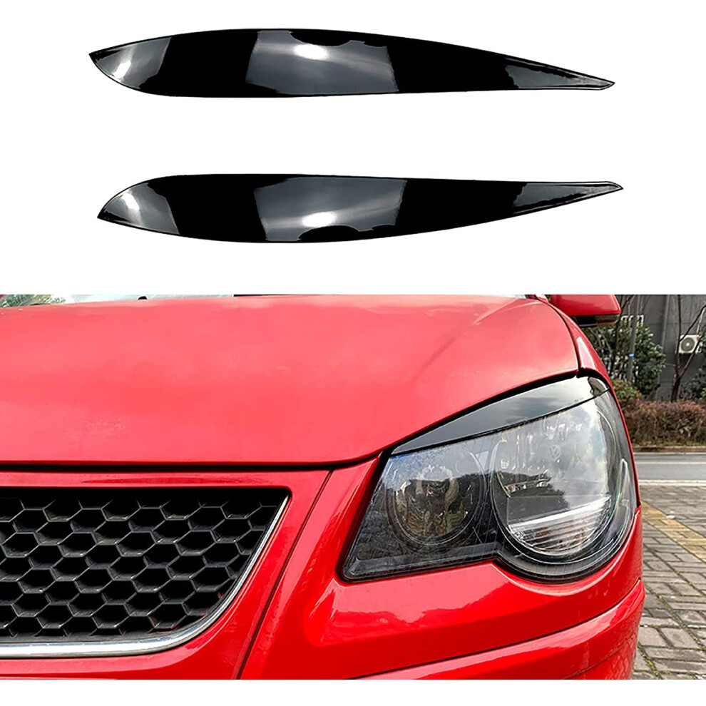 Glossy Car Headlight Eyebrow Trim For Vw Polo 9N 20052009, Sporty Front Styling Black 9347817748642
