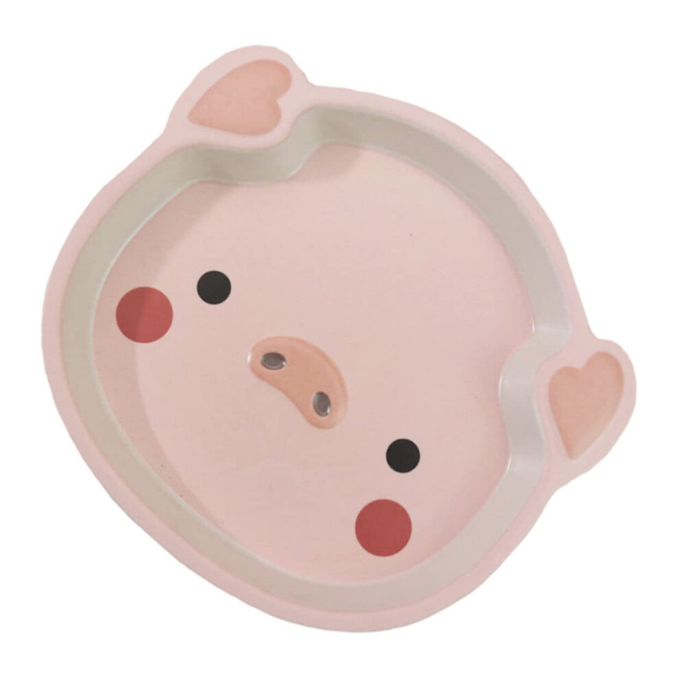 Resin Dinner Plate with Cute Pig Design, Durable Kids Feeding Dish for Spill Mealtime