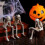(Say) Halloween Fireplace Simulation Skull Combination,Horror Skeleton Statues Resin 4