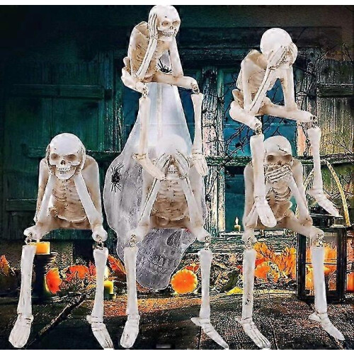 (Say) Halloween Fireplace Simulation Skull Combination,Horror Skeleton Statues Resin 2
