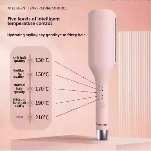 (Yellow)32mm Egg Shaped Curling Iron V-Shape Wave Pattern Negative Ion Water Wave Texture Damage Free Hair Styling Tool for Dormitory 1