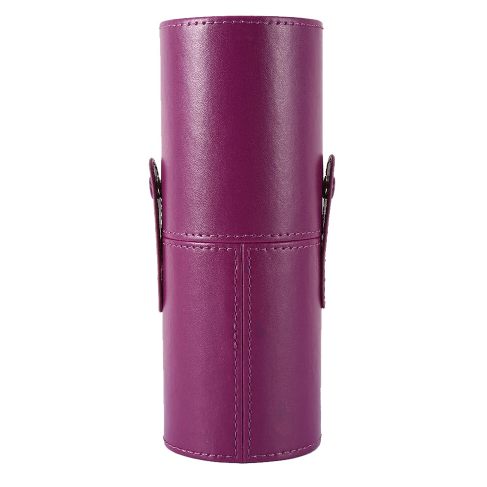 Makeup Brush Holder PU Leather Travel Organizer Case Compact Purple Makeup Brush Storage Box