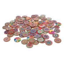 Boutons en bois pour loisirs créatifs (couture DIY), motifs floraux, boutons en bois à motifs variés avec 2 trous, embellissement créatif, bois