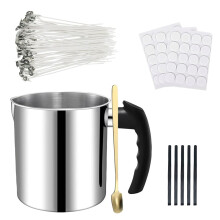 Candle Making Kit with Stainless Steel Pouring Pot, All-in-One Candle Wax Melter Kit, Heat Resistant Handle Dripless Pouring Spout, Wick Holder Candle