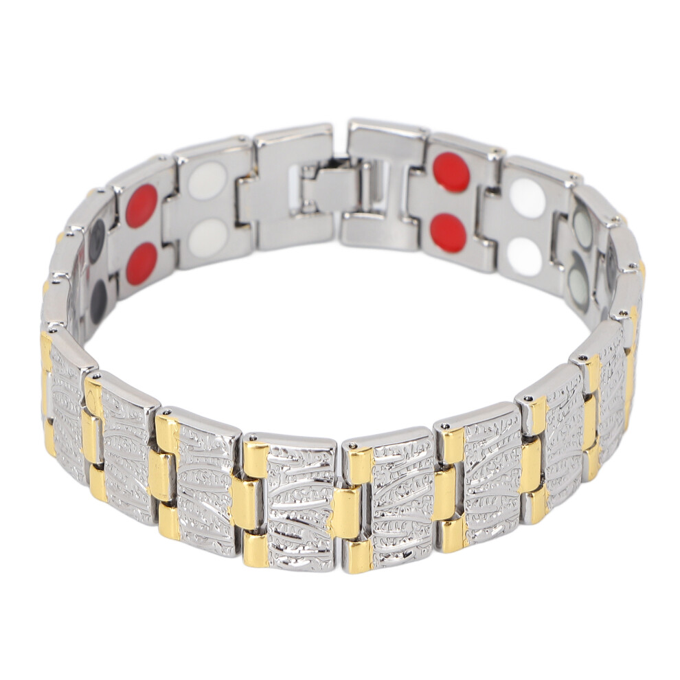 Titanium Steel Magnetic Bracelet With Double Row Magnets, Ultra Strength Magnets Improve Sleep Anti Aging Stylish Design Corrosion Resistant Jewelry