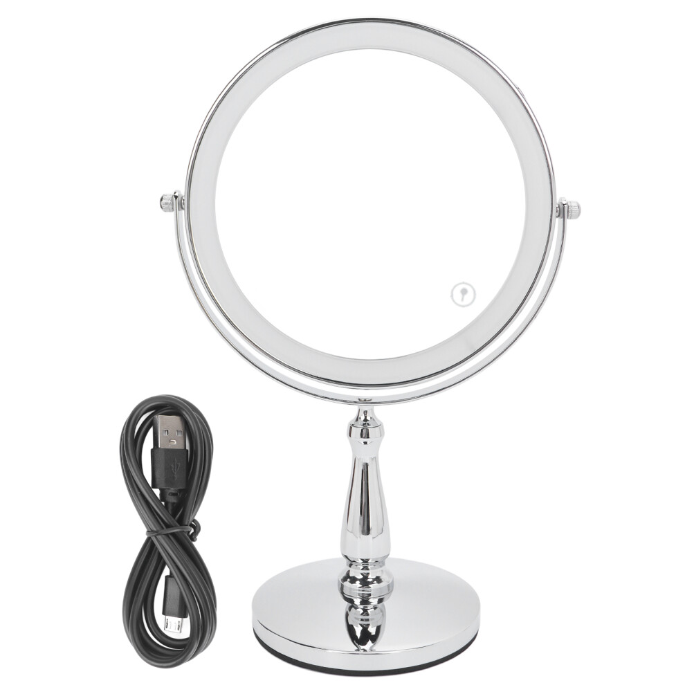 Eye Protection Bright Silver Makeup Mirror, Rechargeable Design, 3X & 1X Magnification, Storage Base for Cosmetics, Rotation Detachable for Easy