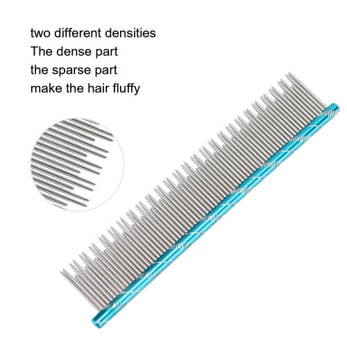 Ergonomic Cat Comb with Dual Density Stainless Steel Teeth Blue 1
