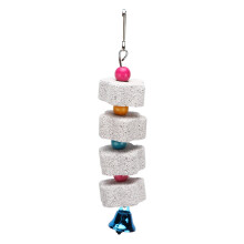 Porous Mineral Stone Chew Block for Birds and Rodents, Safe and Healthy Beak Trimming Tool with Bell for Attention, Bird Beak Grinding Stone for