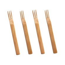 Wooden Fruit Forks 4Piece Set Reusable Salad Forks Dessert Picks For Party Japanese Style Tableware