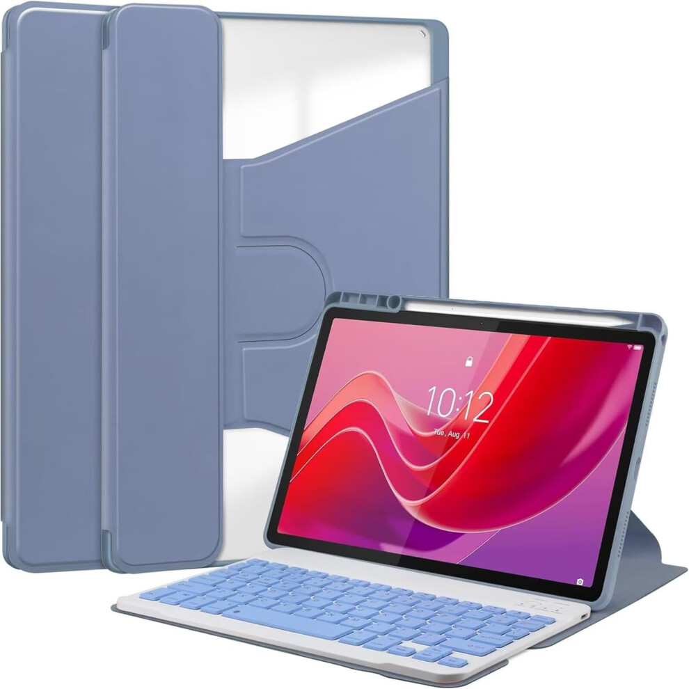 Keyboard Case For Tab M11 11Inch 2024 Tb330fu 360Degree Rotatable 7Color Backlit Bluetooth Keyboard Purple 9187378533666