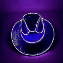 (Purple) Disco Luminous Led Bride Cowgirl Hat Glowing Light Bar Cap Bachelorette Party Supplies Flashing Neon Western Cowboy Hat