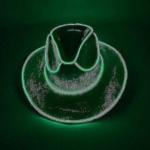 (Green) Disco Luminous Led Bride Cowgirl Hat Glowing Light Bar Cap Bachelorette Party Supplies Flashing Neon Western Cowboy Hat