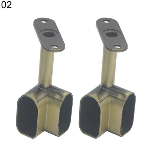 (2) 2pcs Alloy Ceiling Mounted Bracket Corner Wardrobe Rod Clothes Rail Lever Holder