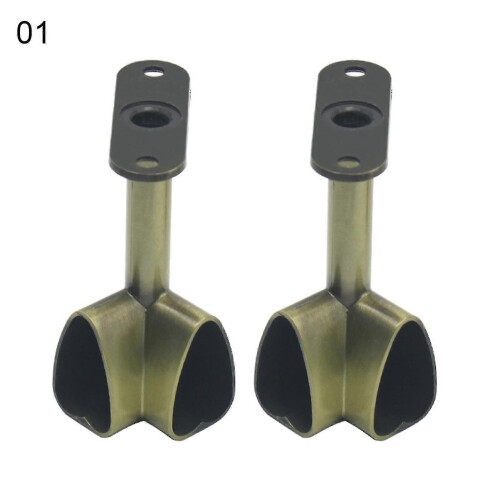 (1) 2pcs Alloy Ceiling Mounted Bracket Corner Wardrobe Rod Clothes Rail Lever Holder