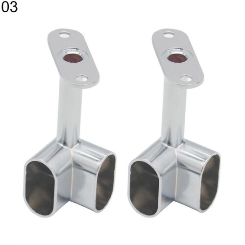 (3) 2pcs Alloy Ceiling Mounted Bracket Corner Wardrobe Rod Clothes Rail Lever Holder
