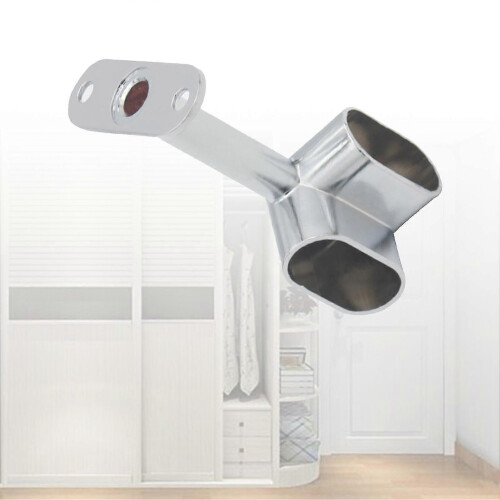 (2) 2pcs Alloy Ceiling Mounted Bracket Corner Wardrobe Rod Clothes Rail Lever Holder 2