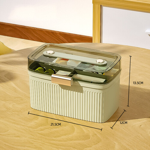 Boîte à médicaments portable à double couche, en PP transparent, vert, compacte et durable 1
