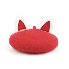 Pet Beret Hat with Rabbit/Cats Ear Decors Dresses up Hat-Red