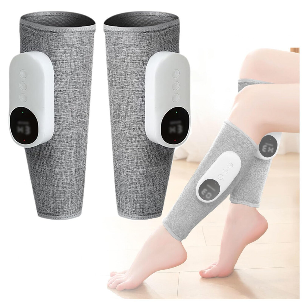 Gray Leg Massager With Heat Therapy And 360 Air Compression, Rechargeable Typec Calf Massager