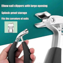 (Black Silver) Sherum Clipmaster Pro, Ergonomic Angled Head Thick Toenail Clipper for Seniors