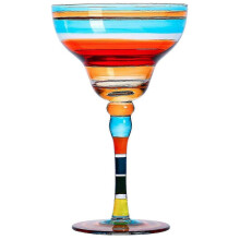 (Color Stripe) 270ml Margarita Wine Glasses Colorful Printed Champagne Cup Gift For Birthday Anniversary