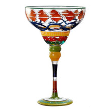 (Amulet) 270ml Margarita Wine Glasses Colorful Printed Champagne Cup Gift For Birthday Anniversary