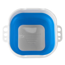Lavatrice per pennelli in silicone blu richiudibile con tavola abrasiva, con fondo rinforzato