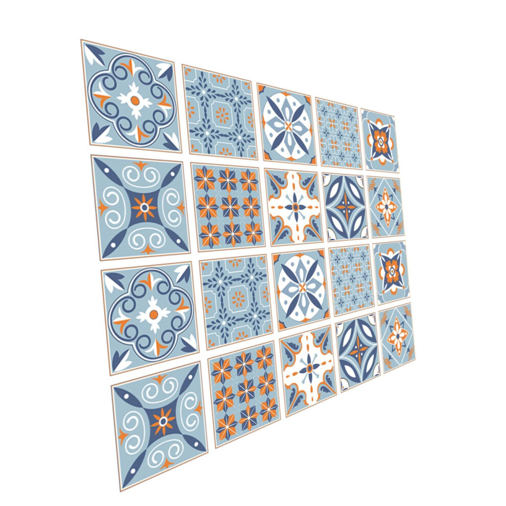 Peel And Stick Tile Stickers 20Pcs 10X10cm, Vintage Style Wall Decals Kitchen And Stairs, Easy To Remove And Apply 9187378534700