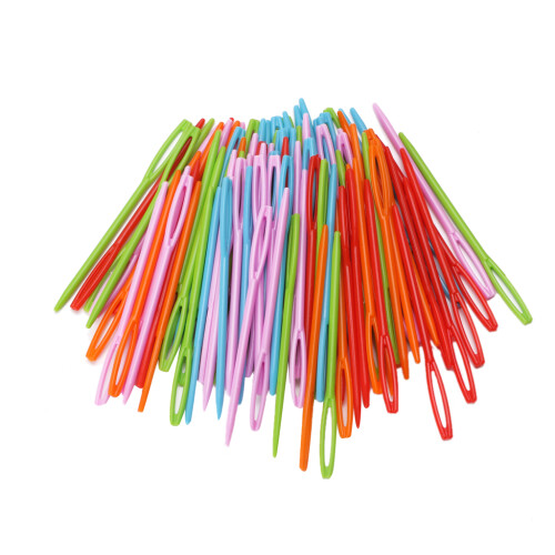 100Pcs Children Colorful Plastic 7cm Needles Tapestry-Multi