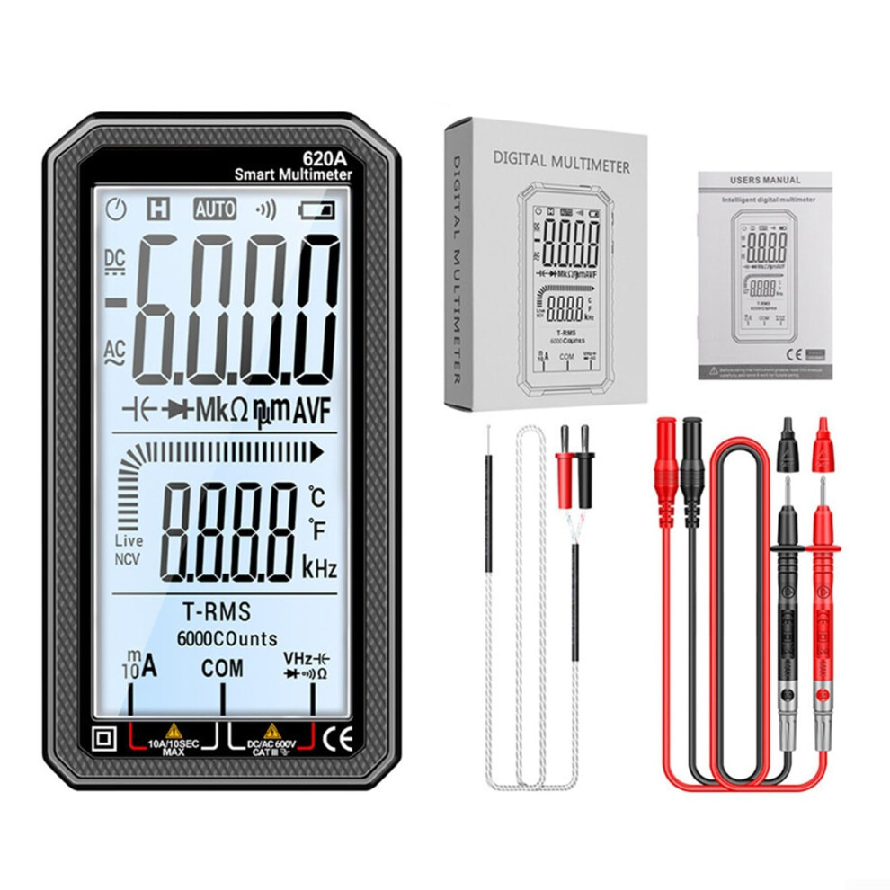 Digital Multimeter 620A Large Screen Ncv Technology Backlit Display Double Fuse Black 9347817750942