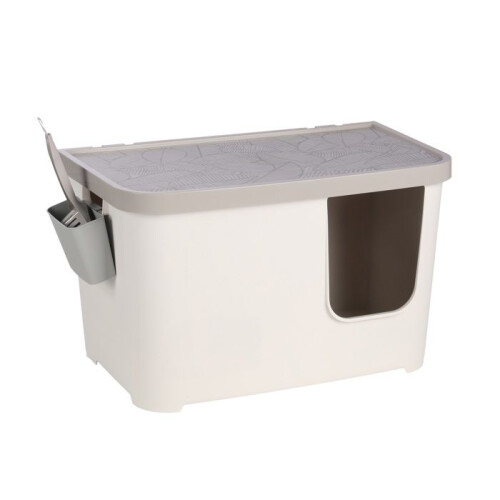 Afgedekte kattenbak met schep 76 x 45 cm Barik wit