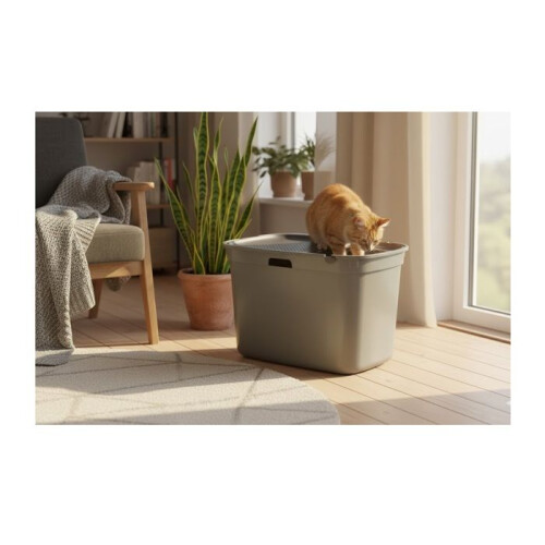 Bac a litière pour chat 39 x 59 x 38 cm Kato vert olive 1