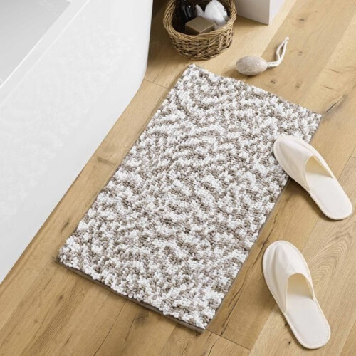 Tapis de bain microfibre 45 x 75 cm Frizza marron et sable 1
