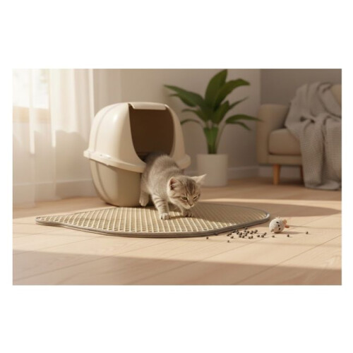 Kattenbakmat 40 x 50 cm Kattenhoofd beige 2