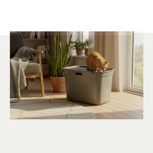 Bac a litière pour chat 39 x 59 x 38 cm Kato vert olive 2