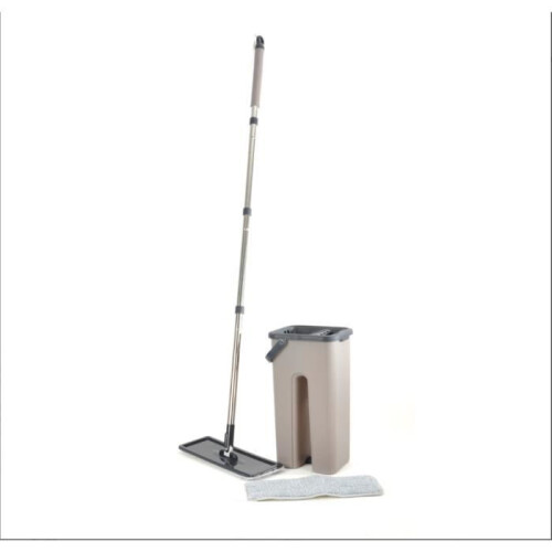 Set Wischmopp und Eimer aus Kunststoff taupe